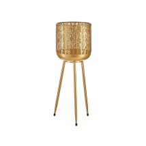 Websilor – Juego de 2 maceteros de pie en metal dorado – 25 x 25 x 67,5 cm – Ideal para plantas