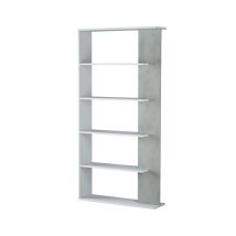 Venditadimobilionline - Bücherregal Columbia, Doppelseitiges Bücherregal Mit 5 Böden, Büro- Oder Schlafzimmertrennregal, Cm 90x25h180, Weiß Und Zement