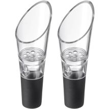 Set Di 2 Beccucci Decantatori Di Alta Qualità, Adatti A Molte Bottiglie Di Vino, Ottima Tenuta, In Plastica E Acciaio Inossidabile.