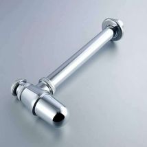 Sifón de taza G 1/4 – Metal cromado – Altura ajustable 20-80 mm – Longitud tubo salida 330 mm – Diámetro tubo salida 32 mm