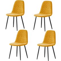Ainpecca - 4x Yellow Dining Chairs Velvet Padded Seat Metal Legs Kitchen Home Office Uk