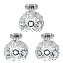 Wottes - 3-pack Modern Ceiling Light Crystal Ceiling Lamp Globe Pendant Light Shade For Bedroom Hallway Living Room Silver Ø17cm