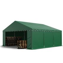 Toolport Tendone Deposito 5x6 M Pvc 750 N Verde Scuro Tenda Capannone Telaio Perimetrale E Rinforzo Del Tetto