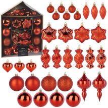 Bruchsicheres Set Roter Christbaumkugeln Für Weihnachtsbäume Mit Einem Durchmesser Von 3–11,5 Cm, 32 Stück