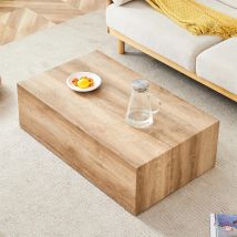 Table De Salon Rectangulaire En Bois – Texture Naturelle, Dimensions 90 X 50 X 30 Cm, Mdf, Montage Non Nécessaire, Patins Antidérapants – Esthétique 