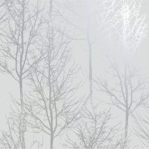 Holden Decor - Grey Silver Trees Wallpaper Metallic Shine Forest Woods Rhea Zandra