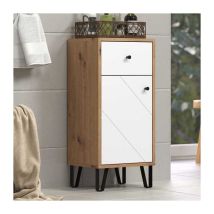 Armario de baño Touch – Diseño mat blanco con decorado en roble – Mueble funcional y decorativo – Alta calidad y durabilidad