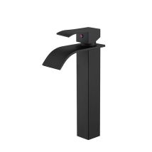 Black Basin Faucet, High Countertop Bathroom Sink Mixer Tap, Large Square Spout Stainless Steel Faucet, Hot And Cold Water Available, Spout Height 