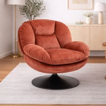 Fauteuil Cosy Pivotant 81x84x 84cm En Velours Rose - Oryo