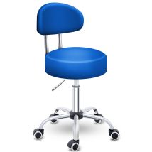 Tresko Sgabello Girevole Blu Con Schienale, Sgabello Da Lavoro, Sgabello Girevole, Sgabello Cosmetico, Sgabello Da Studio