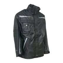 Chaqueta impermeable Xtreme XL Negra – Poliéster Oxford – 8000 mm H2O – 5000 g/m² – Capucha desmontable – Apliques reflectantes