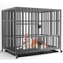 Bingo Paw - Bingopaw Jaula Perro Grande De Hierro Fuerte Perrera Con Ruedas Giratorias Carga 100kg, Xl, 107x78x89cm