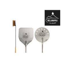 Bella Napoli Pizzaofen Set – 3-teilig – Pala 33x33 cm, Ø22 cm – Aluminium- und Edelstahlgriff – Grillzubehör