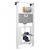 Oli - 120 Plus Mechanical Mid Height Concealed Cistern With Wall Frame And Slim P Shed Chrome Dual Flush Plate With Rectangular Buttons