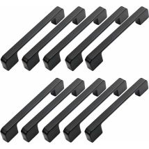 Lot De 10 Poignées De Meuble, Entraxe 160 Mm - Poignée De Porte De Cuisine Noire, Poignée De Barre, Poignée De Cuisine Noire 160 Mm