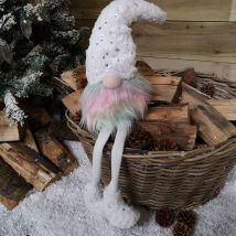 Festive Productions - 70cm Festive Christmas Rainbow Haired Plush Gonk Dangly Legs & Starry Hat