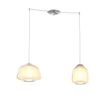 Sospensione Cromo 2 Luci Spostabile Vetri Alpha + Beta Ambra 1176cr-s2 S Ab-am