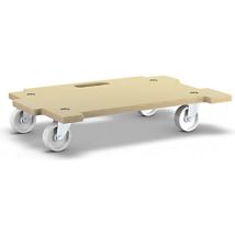 Rodador de transporte – 590 mm x 390 mm – Capacidad de carga 250 kg – Tablero de multiplex FSC – 4 ruedas de maniobra – Color natural