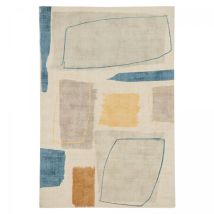 Scion - Tapis Salon Et Chambre En Laine 250x350 Beige Et Jaune Fait À La Main