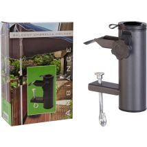 Soporte parasol balcón ajustable metal antracita – Diámetro máximo 38 mm – Ideal para barandillas y mesas