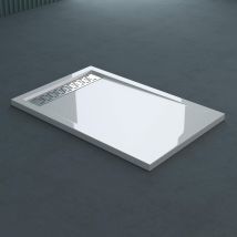 Doporro - Duschtasse Duschwanne 90x120x5 Flach Inkl. Ablaufgarnitur Al01 Aus Acryl In Weiß Rechteckig Din-anschlüsse Für Bodenebene Montage Geeignet 