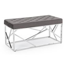 Hellin - Panchetta Per Interno 'rayan' Con Seduta In Velluto, Color Grigio Da 97 X 44 Cm