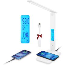 Magicfox – Verstellbare Led-schreibtischlampe Mit Touch-steuerung – Kabelloses Laden Und Usb-ladefunktion – 3 Beleuchtungsmodi – Lcd-display – Für 