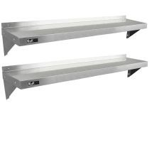 Kukoo – Wall-Mounted Stainless Steel Shelves – 1500mm x 300mm – Corrosion Resistant – Easy to Clean – Includes 2 Microfiber Cloths