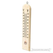 Silverline – Termometro in legno duro 250 x 60 x 10 mm – Scala Celsius e Fahrenheit – Gancio incluso