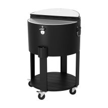 Carrello Portabevande, Contenitore Ghiaccio, Apribottiglie E Ripiano, Nero