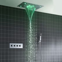 Oihpaw - Columna Ducha,multifuncional Columna Ducha Termostatica,equipado Con Ducha De Techo De 500x360mm Y Ducha De Mano,con Luces Led,3 Modos De 