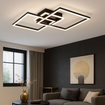 Plafoniera Design Lampada Da Soffitto Lampada Da Camera Da Letto Lampada Da Soggiorno, Interruttore Dimmer, Metallo Nero Opaco, 1x Led 25w 3000lm 