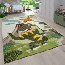 Tappeto Per Cameretta Per Bambini A Pelo Corto Con Animali E Motivi Tropicali 160x230 Cm, Verde 4 - Paco Home