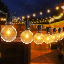Guirnalda De Luces Led Para Exterior, 30 M, 50 + 2 Bombillas Irrompibles, Ip44, Resistente Al Agua, Para Patio, Jardín, Bodas Y Fiestas – Rapanda