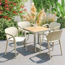 Lot De 4 Chaises De Jardin Empilables, Résistantes Aux Intempéries, Avec Accoudoirs Et Dossier, Charge 120 Kg