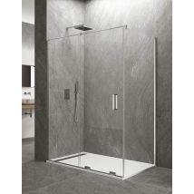 Keres Duschwand - Duschkabine 1+1 Mit Fester Seite Ohne Unter- Und Oberprofil Glas 8 Mm 120x80 Cm Parallele Stabilisierungsstange - Allstone