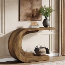 Console Table 43,3 Pouces Style Mid-century Moderne – Table En Bois Forme C Pour Entrée Et Salon