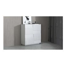 Web Furniture - Credenza 2 Ante Moderna 120x44x126cm - Infinity - Colore: Bianco Laccato Lucido