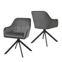 Goeurvant Sillas Giratoria Moderna Con Cojín Doble Grueso, Respaldo Ancho Y Reposabrazos Ergonómicos - Juego De 2 - Gris Oscuro