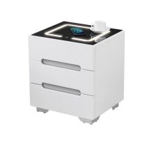 Bedside Table, Smart Night Stand With Wireless Charger, 3 Color Touch Control Led Light, White-2