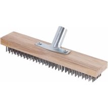 30cm Metal Broom With Wooden Handle, Metal Garden Broom For Removing Moss, Weeds And Tough Stains