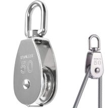 Puleggia Girevole A Ruota Singola M50 In Acciaio Inossidabile 304, Carico 400 Kg, Argento