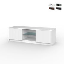 Mobile Porta Tv Moderno Con Ante Frontali Cannettate 150x50x45cm Budapest - Bianco
