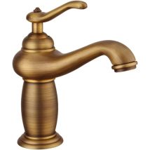 Grifo Para Lavabo De Baño De Bronce Antiguo, Grifo Mezclador De Latón Macizo De Cobre, 19,5 Cm De Bronce