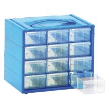 Mobil Plastic – Monoblock-Kommode mit 30 Schubladen – 36 x 15 x 27 cm – Stoßfestes Harz – Herausnehmbare Trennwände