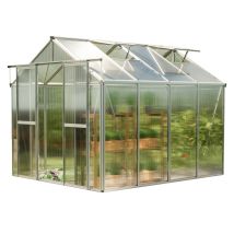 Carpasol - Gfp Serre Saphir 4 Cadre Aluminium 259x259 Cm Plaques Double Paroi 6 Mm Avec Cadre De Fondation Et Ouvre-fenêtre Automatique
