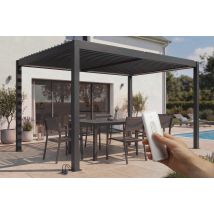 Bioklimatische Pergola 4x3 M Freistehend Motorisiert Mit Led Agosta Höhe 250 Cm – Aluminium Grau