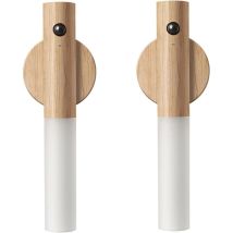 Veilleuse À Détecteur De Mouvement En Bois, Éclairage De Couloir Magnétique, Applique Murale Led Rechargeable, Escalier Portable, Chambre À Coucher, 