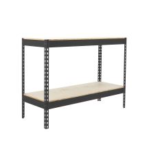 Simonrack - Estantería Metálica Sin Tornillos De 2 Estantes (90x150x75cm) Antracita Y Madera