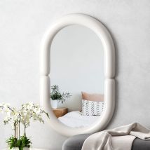 Shyfoy - Miroir Mural Ovale Avec Cadre Blanc Épais, Style Minimaliste Élégant Pour La Décoration Intérieure